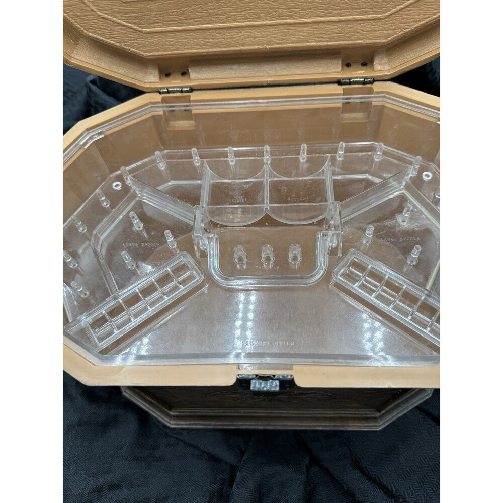Vintage Lerner Faux Wood Sewing Box with Plastic Insert for Notions and Handle - Picture 5 of 6